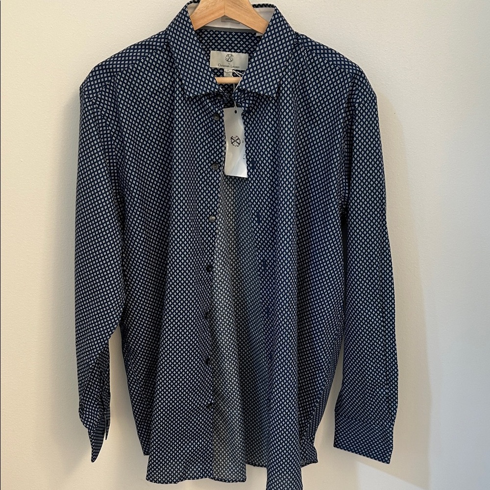 $130 NWT Christian Lacroix Men’s Geometric Dress Shirt XL 17.5